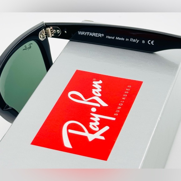 Ray-Ban Sunglasses RB2140 Wayfarer Classic UNISEX! Acetate black Green Lenses - Picture 8 of 13